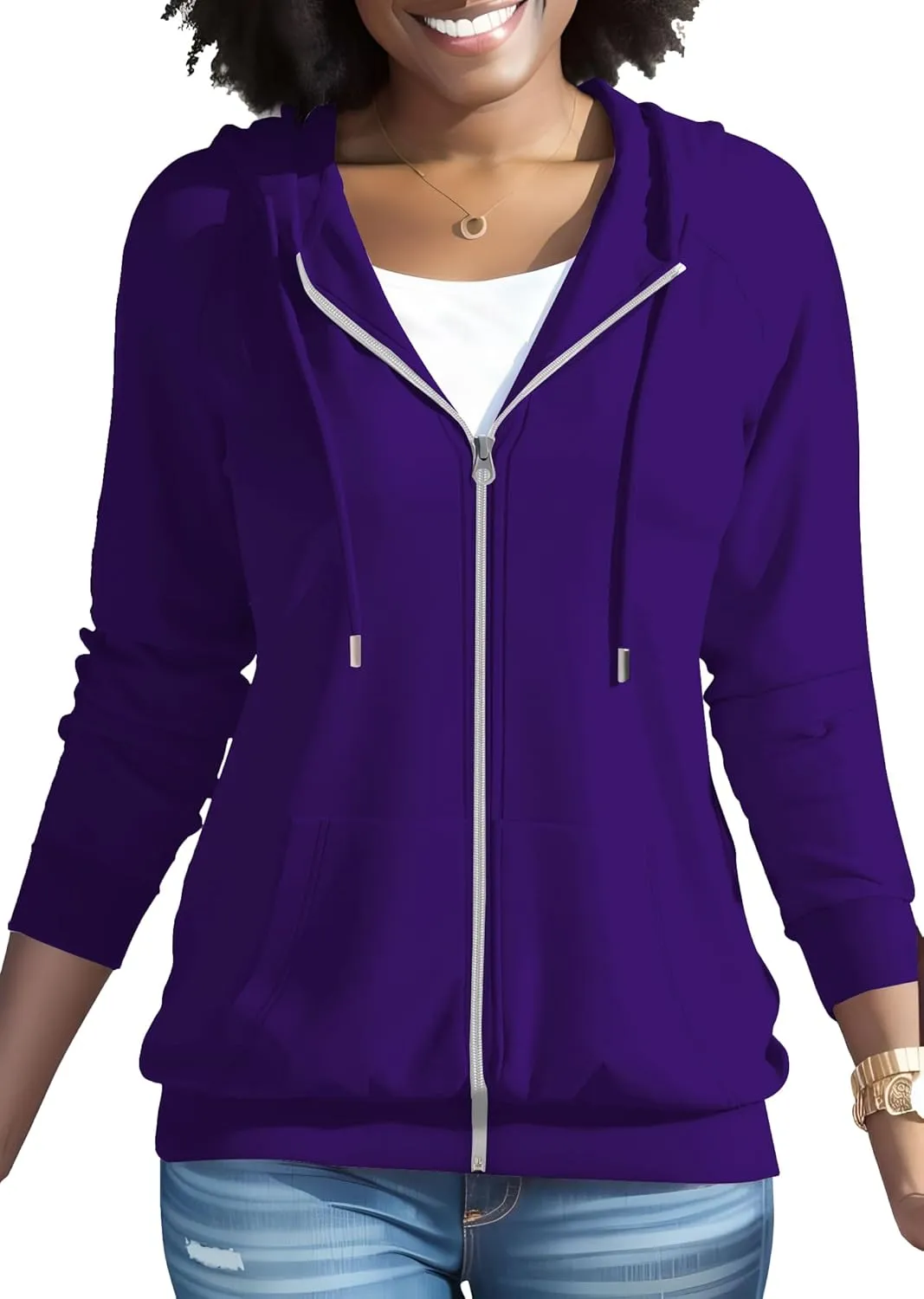 Nimsruc Zip Up Hoodies For Women Long Sleeve Casual
