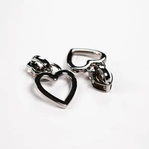 No. 5 Chrome Heart Shaped Zipper Pulls for Nylon Coil Zippers - 2 Pack