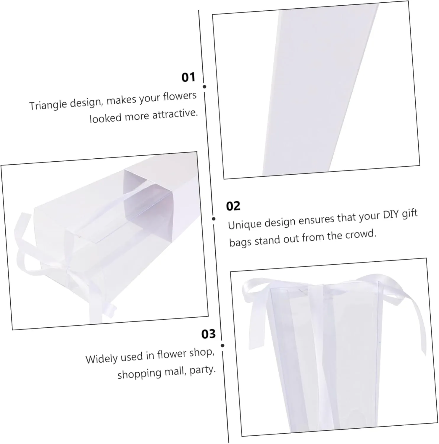NOLITOY 2sets Elegant Single Bag for Single Rose Sturdy Floral Packaging Bag for Present Giving 5pcs*2