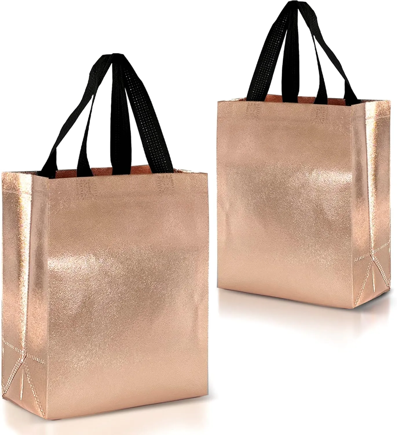 Nush Nush Rose Gold Gift Bags Medium Size– Set of 12 Rose Gold Reusable Gift Bags With Handles in Bulk - Bridesmaids, Bachelorette, Birthday, Pink Gift Bags, Goodie Bags, Party Favor Bags – 8Wx4Dx10H
