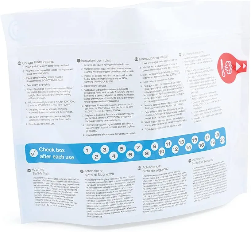 Nuvita Microwave Steam Sterilizer Bag BPA free