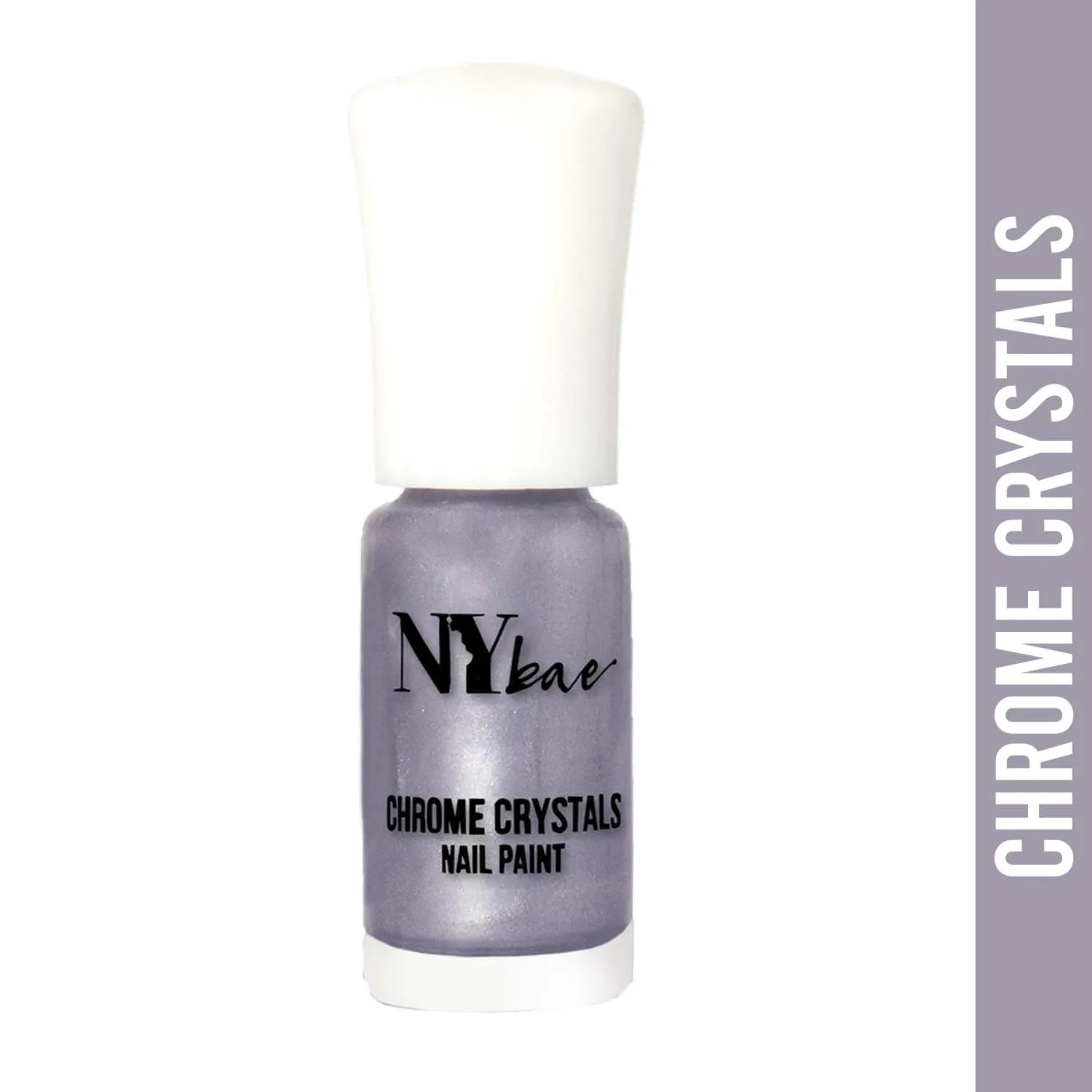 NY Bae Chrome Crystals Nail Paint | Glossy Finish | Chip Resistant | Cruelty Free | Travel Friendly | Mini Nail Paint  - Purple Amethyst 07 (3 ml)