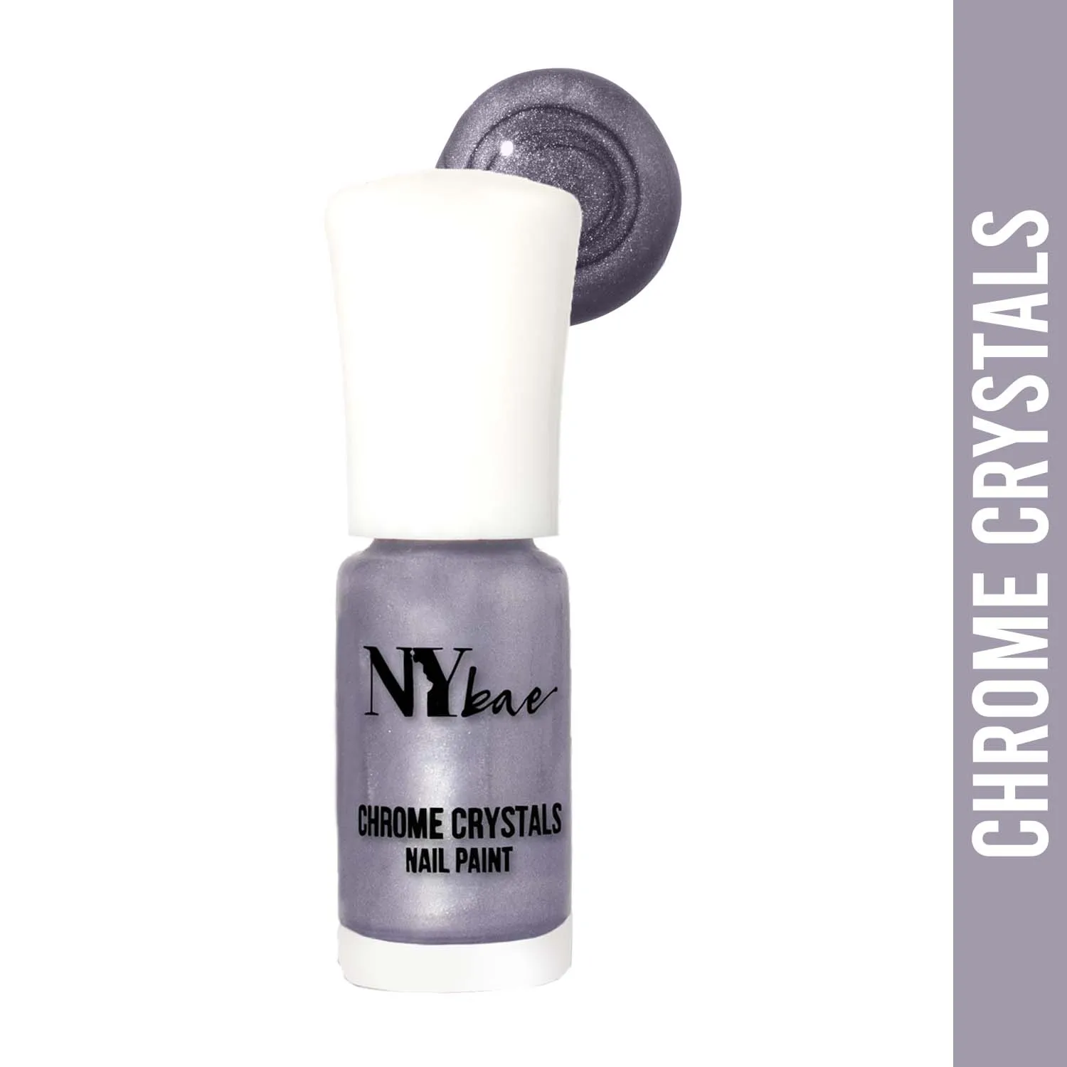 NY Bae Chrome Crystals Nail Paint | Glossy Finish | Chip Resistant | Cruelty Free | Travel Friendly | Mini Nail Paint  - Purple Amethyst 07 (3 ml)
