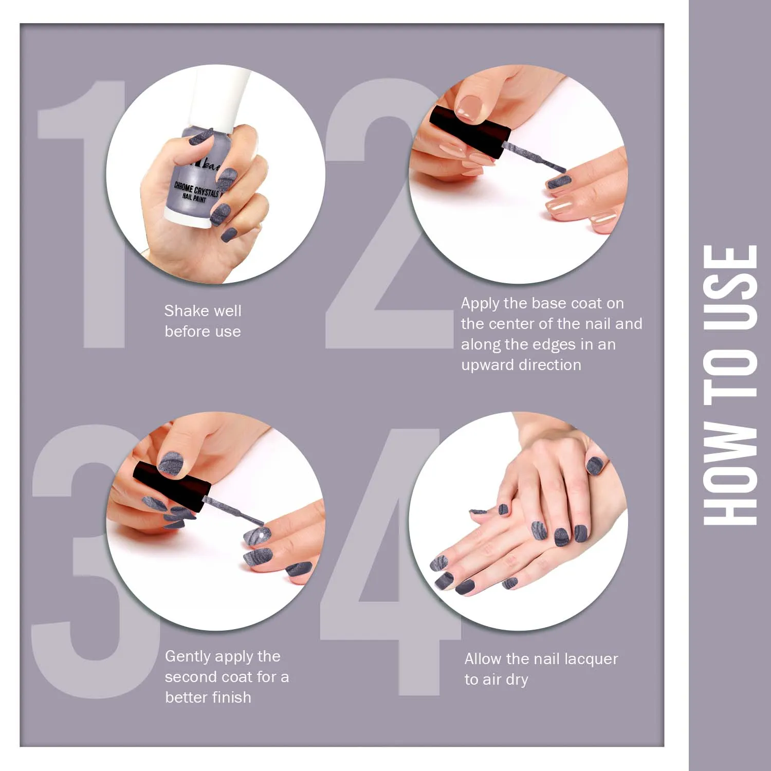 NY Bae Chrome Crystals Nail Paint | Glossy Finish | Chip Resistant | Cruelty Free | Travel Friendly | Mini Nail Paint  - Purple Amethyst 07 (3 ml)