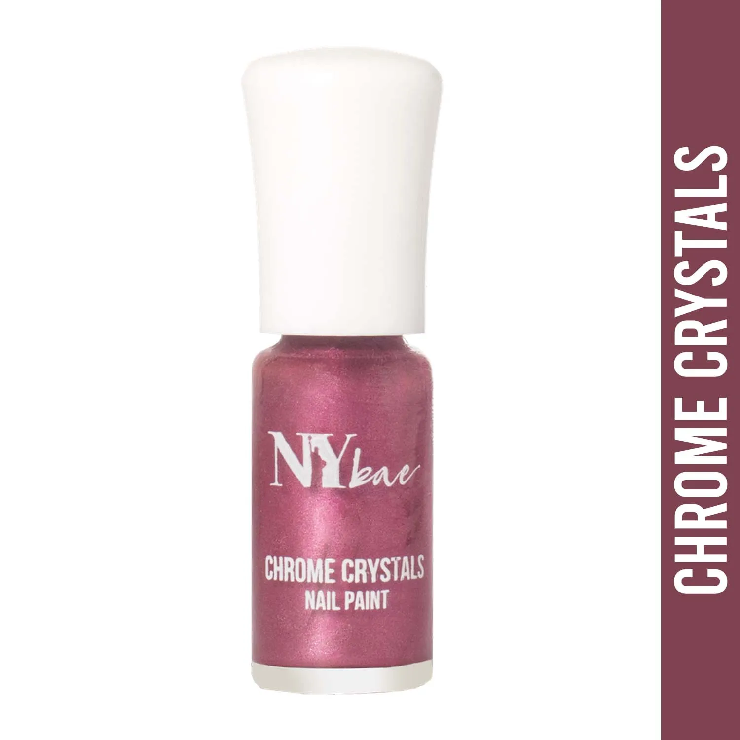 NY Bae Chrome Crystals Nail Paint - Pink Opal 10 (3 ml) | Pink | Glossy Finish | Rich Pigment | Chip-proof | Full Coverage | Vegan