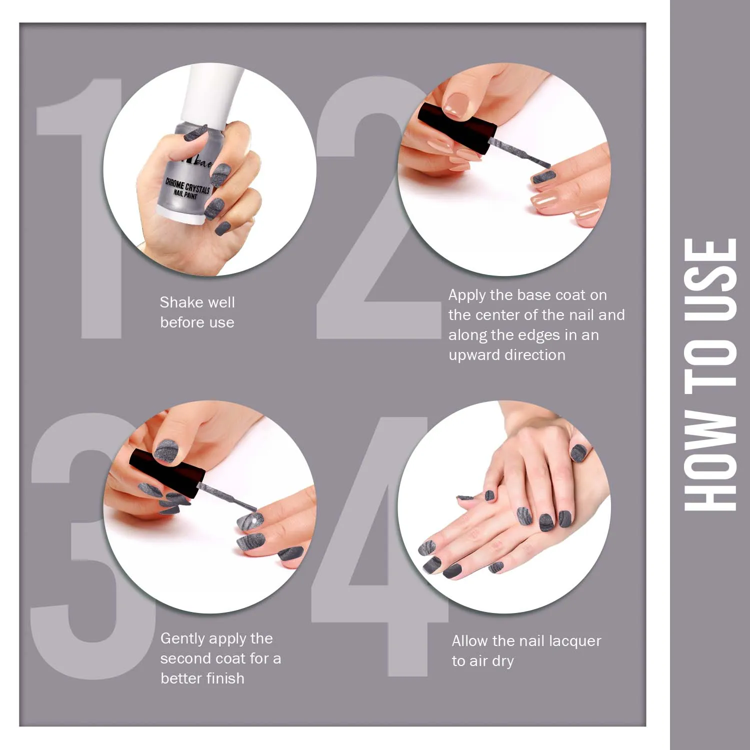 NY Bae Chrome Crystals Nail Paint - Silver Citrine 04 (3 ml) | Silver | Glossy Finish | Rich Pigment | Chip-proof | Full Coverage | Vegan
