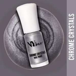 NY Bae Chrome Crystals Nail Paint - Silver Citrine 04 (3 ml) | Silver | Glossy Finish | Rich Pigment | Chip-proof | Full Coverage | Vegan