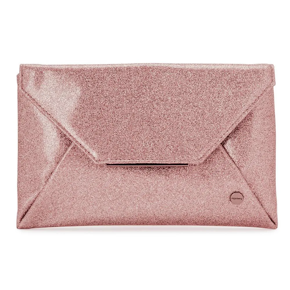 Olga Berg  Tash  Soft Glitter Clutch in Rose Gold