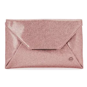 Olga Berg  Tash  Soft Glitter Clutch in Rose Gold