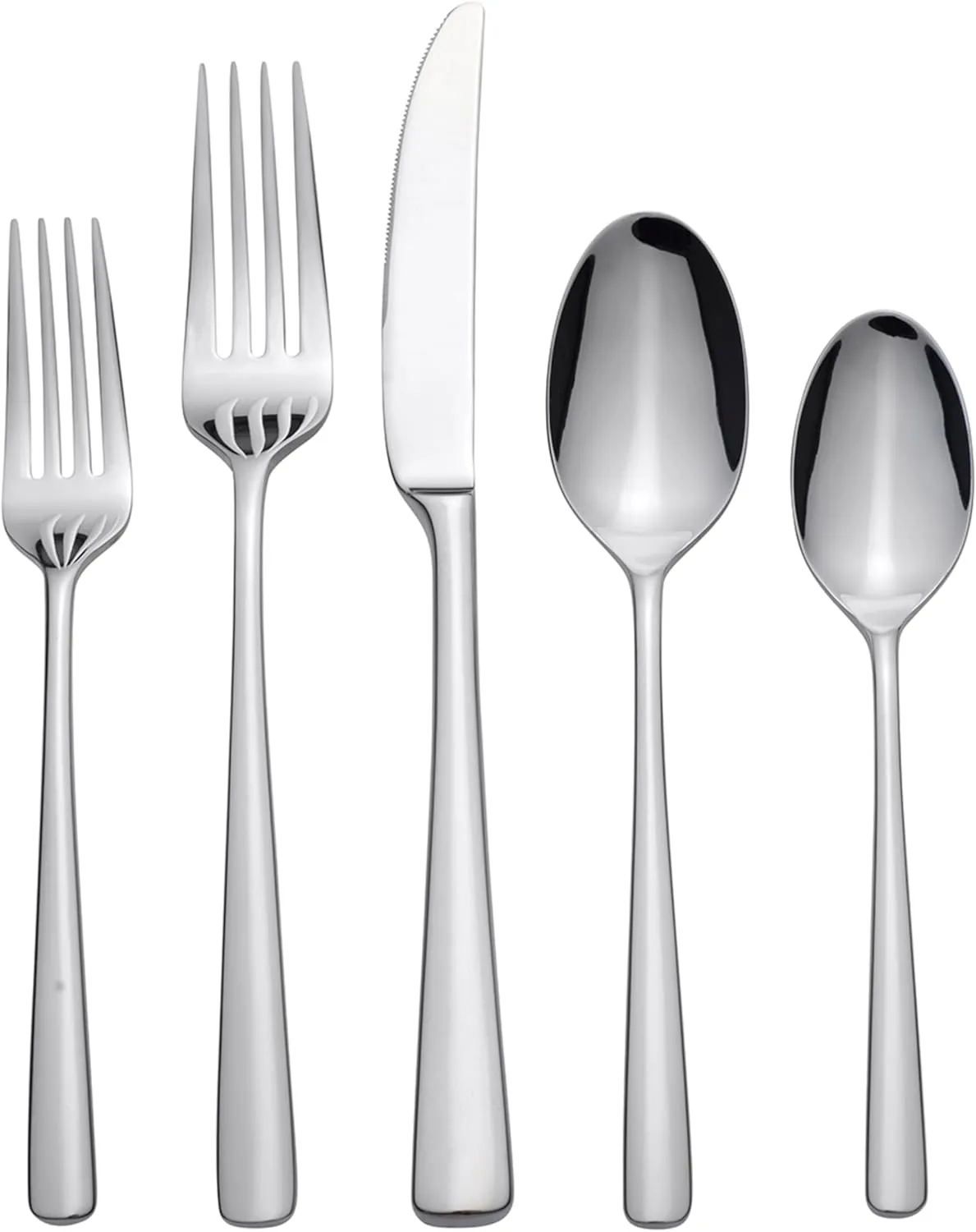 Oneida Doublet 20 Piece Everyday Flatware Set, 3.05 LB, Metallic