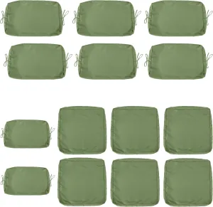 Only choice 14-Piece Patio Cushion Outdoor Covers with Zipper - Replacement for 7 Pieces 6 Seater Outdoor Furniture Sofa Covers Only for Sofa, Couch, Furniture (Cover ONLY)(Olive Green)