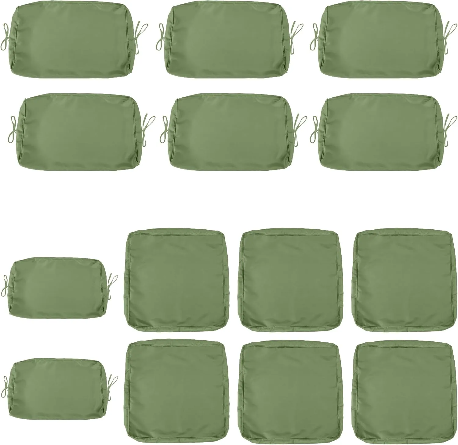 Only choice 14-Piece Patio Cushion Outdoor Covers with Zipper - Replacement for 7 Pieces 6 Seater Outdoor Furniture Sofa Covers Only for Sofa, Couch, Furniture (Cover ONLY)(Olive Green)