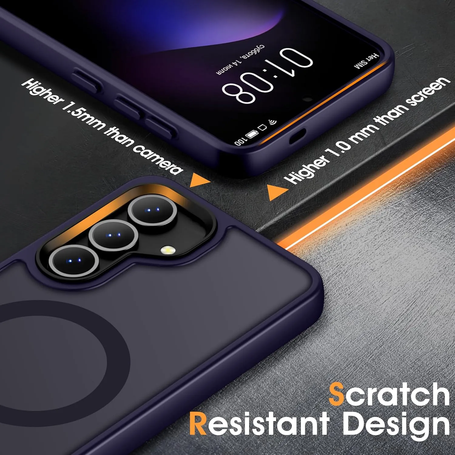 Oterkin Magnetic for Samsung Galaxy S23 Case Matte, S23 Phone Case Compatible with MagSafe Frosted Translucent Shockproof Anti-Scratch Slim Fit Case Military Grade Protection (Dark Purple)