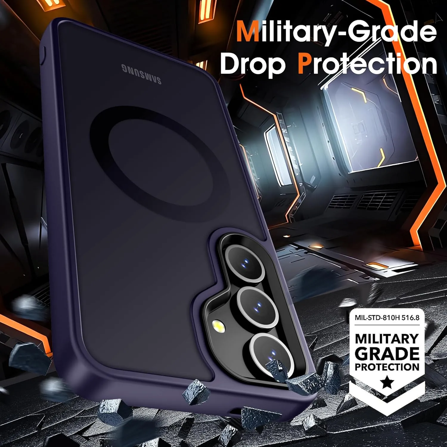 Oterkin Magnetic for Samsung Galaxy S23 Case Matte, S23 Phone Case Compatible with MagSafe Frosted Translucent Shockproof Anti-Scratch Slim Fit Case Military Grade Protection (Dark Purple)