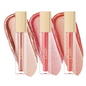Oulac Metallic Shine Liquid Lipstick Set for Women, Dual Use for Lips & Eyeshadow, Long Lasting Lip Gloss, Metallic Matte High Impact Lip Color No Transfer Vegan Formula, 4.5ml, MD03 05 06