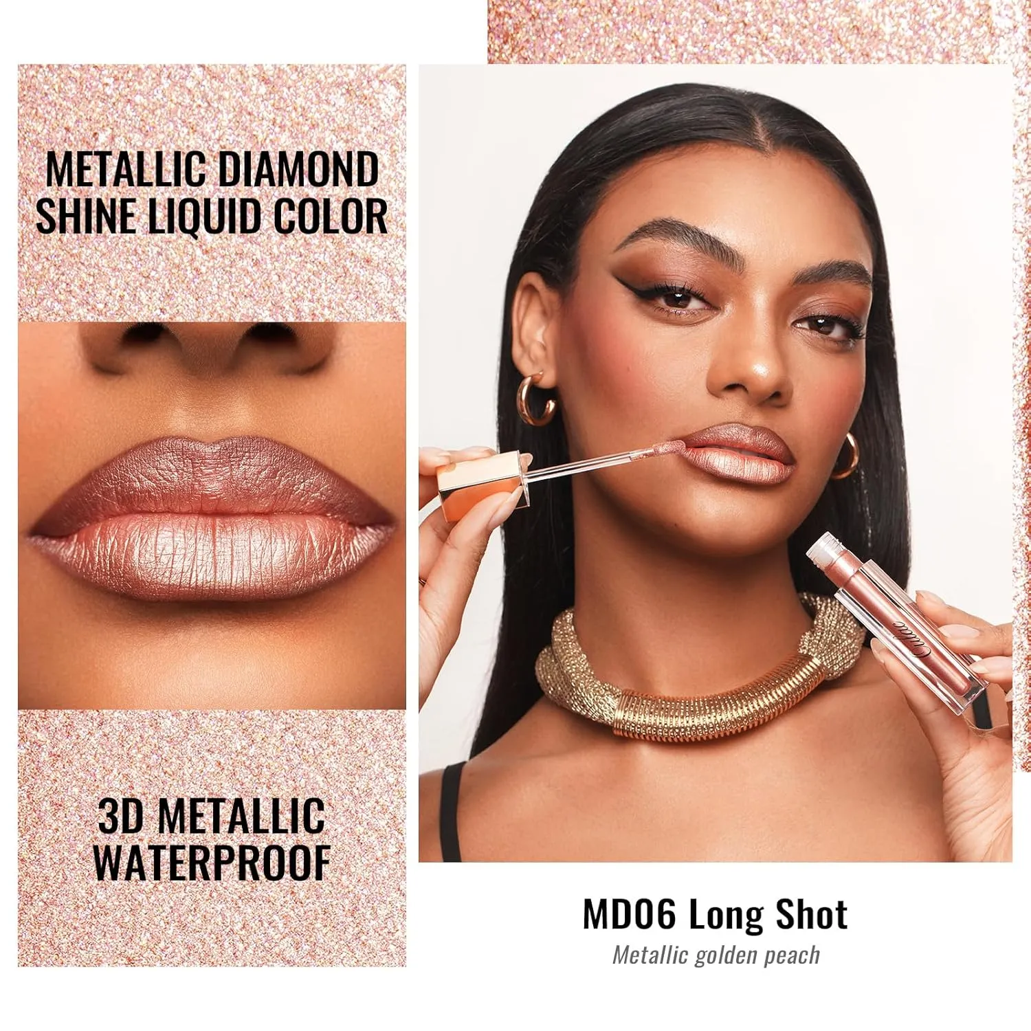 Oulac Metallic Shine Liquid Lipstick Set for Women, Dual Use for Lips & Eyeshadow, Long Lasting Lip Gloss, Metallic Matte High Impact Lip Color No Transfer Vegan Formula, 4.5ml, MD03 05 06
