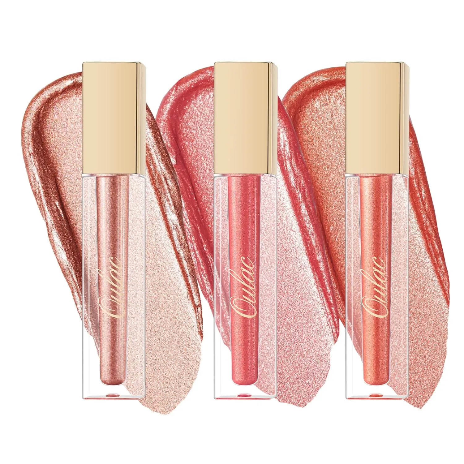 Oulac Metallic Shine Liquid Lipstick Set for Women, Dual Use for Lips & Eyeshadow, Long Lasting Lip Gloss, Metallic Matte High Impact Lip Color No Transfer Vegan Formula, 4.5ml, MD03 05 06