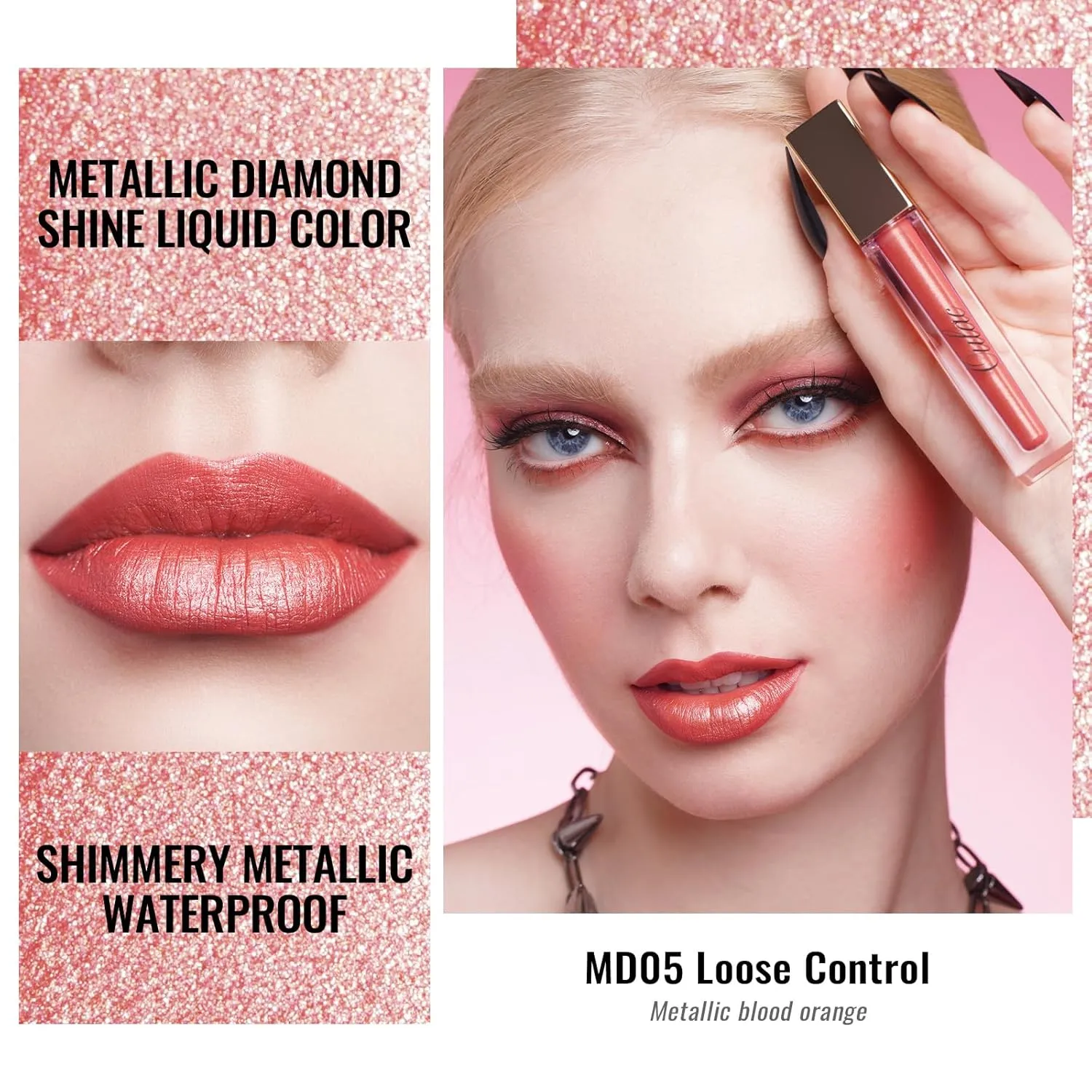 Oulac Metallic Shine Liquid Lipstick Set for Women, Dual Use for Lips & Eyeshadow, Long Lasting Lip Gloss, Metallic Matte High Impact Lip Color No Transfer Vegan Formula, 4.5ml, MD03 05 06