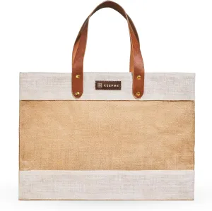 Out of the Woods Jute Tall Tote, Reusable, Sustainable Grocery and Lifestyle Bag