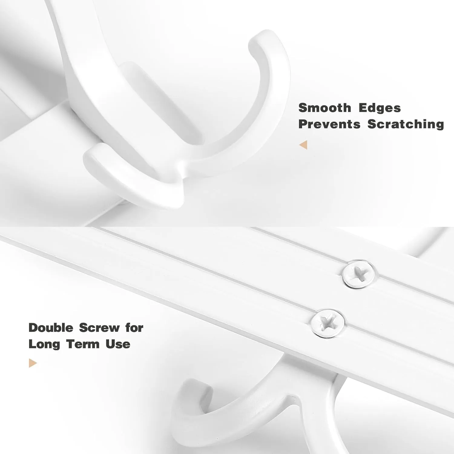 Over The Door Hooks for Hanging, Over The Door Hanger with 5 Triple Coat Hooks, Over The Door Towel Rack for Bathroom, Door Hanger Hooks for Coat, Bags and Hat (White, 2 Pack)