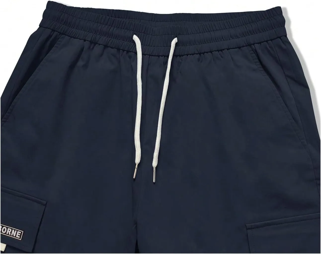 OYOANGLE Men's Casual Drawstring Elastic Waist Flap Pocket Letter Graphic Street Jogger Cargo Pants