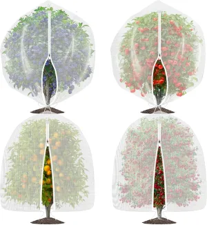 OZMI 4PCS Fruit Tree Blueberry Bush Netting Cover, 2.3x3.4 FT Bird Netting for Garden Protection with Zipper & Drawstring, Shrubs Tomato Strawberry Plant Bushes Protector Net Covers Barrier Mesh Bags