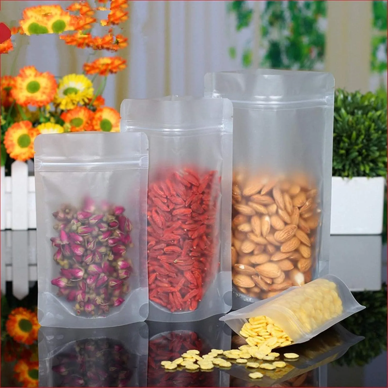 PABCK 100 Pack 3.5x5.1 inch Resealable Stand Up Bags Matte Clear Zipper Lock Heat Seal Pouch with Tear Notch for Zip Food Storage Lock Packing