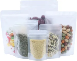 PABCK 100 Pack 3.5x5.1 inch Resealable Stand Up Bags Matte Clear Zipper Lock Heat Seal Pouch with Tear Notch for Zip Food Storage Lock Packing