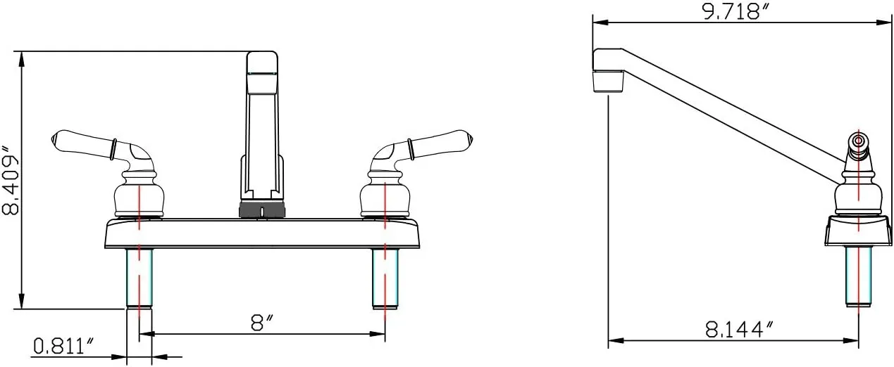 Pacific Bay PB-K14CP Kitchen Sink Faucet with Classic Levers - Metallic Plating Over ABS Plastic (Polished Chrome)
