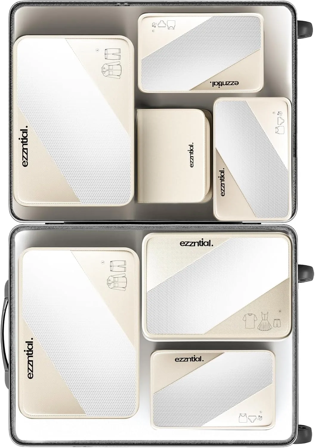 Packing Cubes for Travel, Suitcase Essentials Organizer Bags Set for Luggage, Road Trip Travel Accessories in 4 Sizes (Extra Large, Large, Medium, Small),Suitable for 28-inch suitcase Cream.