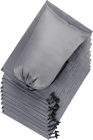 PALTERWEAR Drawstring Bag - Nylon Cinch and Ditty Stuff Pouch with Toggle (10 x 15-12 pack, Grey)
