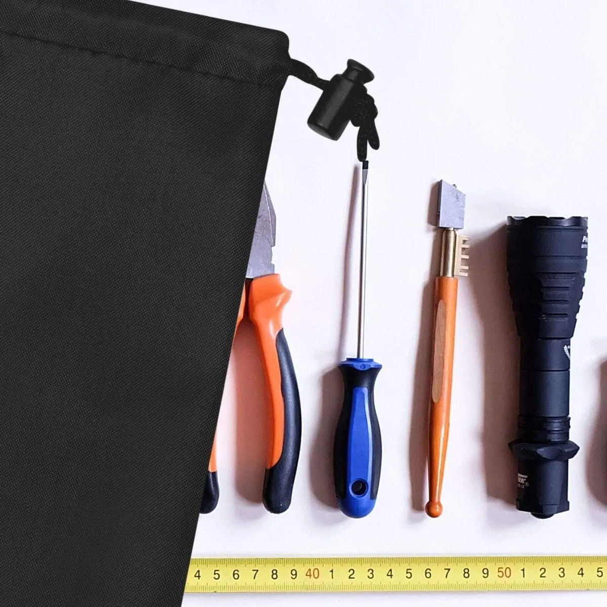 PALTERWEAR Drawstring Bag - Nylon Cinch and Ditty Stuff Pouch with Toggle (5 x 7-12 pack, Black)