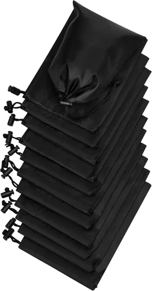 PALTERWEAR Drawstring Bag - Nylon Cinch and Ditty Stuff Pouch with Toggle (5 x 7-12 pack, Black)