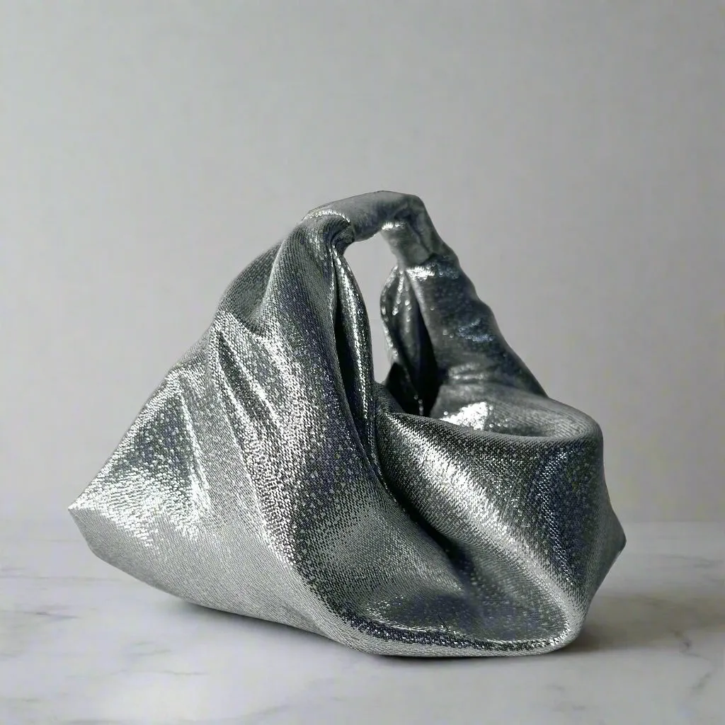 Parachute Bag - Silver Metallic Silk