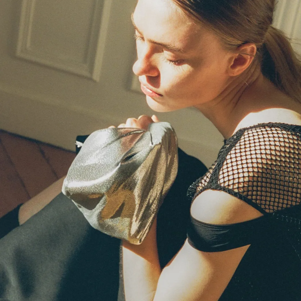 Parachute Bag - Silver Metallic Silk