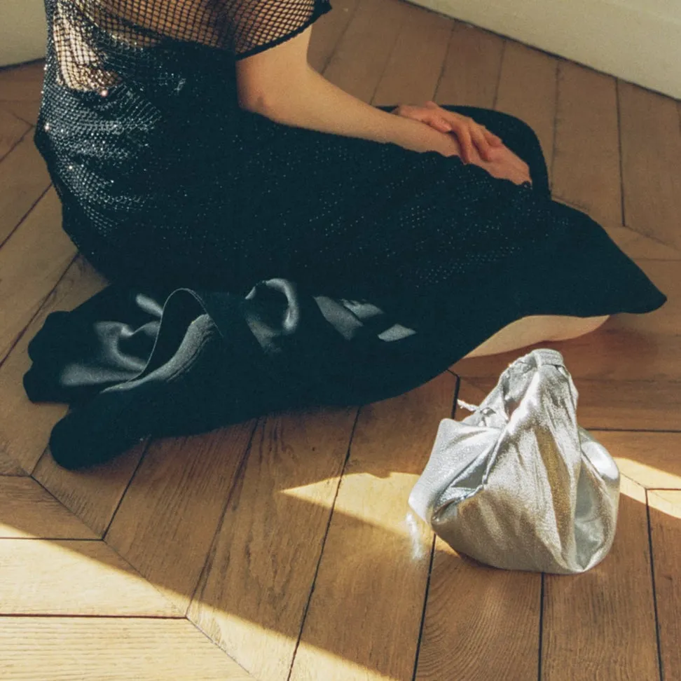 Parachute Bag - Silver Metallic Silk