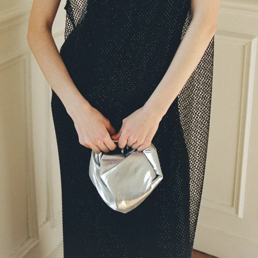 Parachute Bag - Silver Metallic Silk