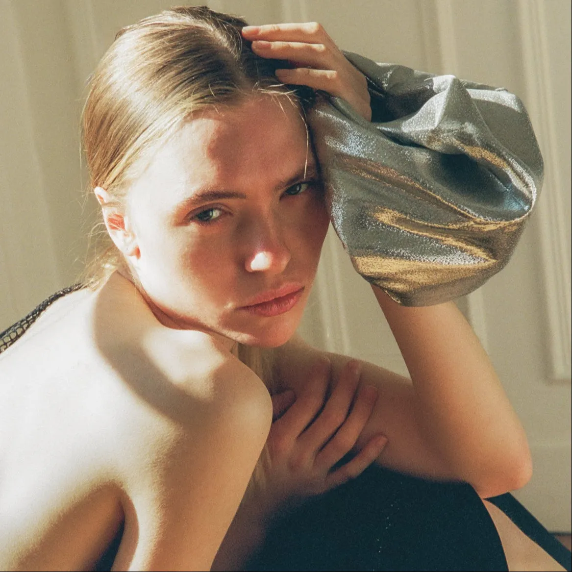 Parachute Bag - Silver Metallic Silk