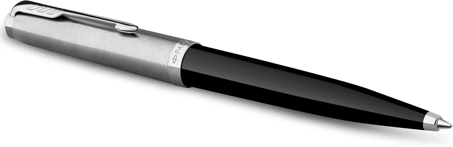 Parker 51 Ballpoint Pen Black Barrel with Chrome Trim Medium Point with Black Ink Refill Gift Box