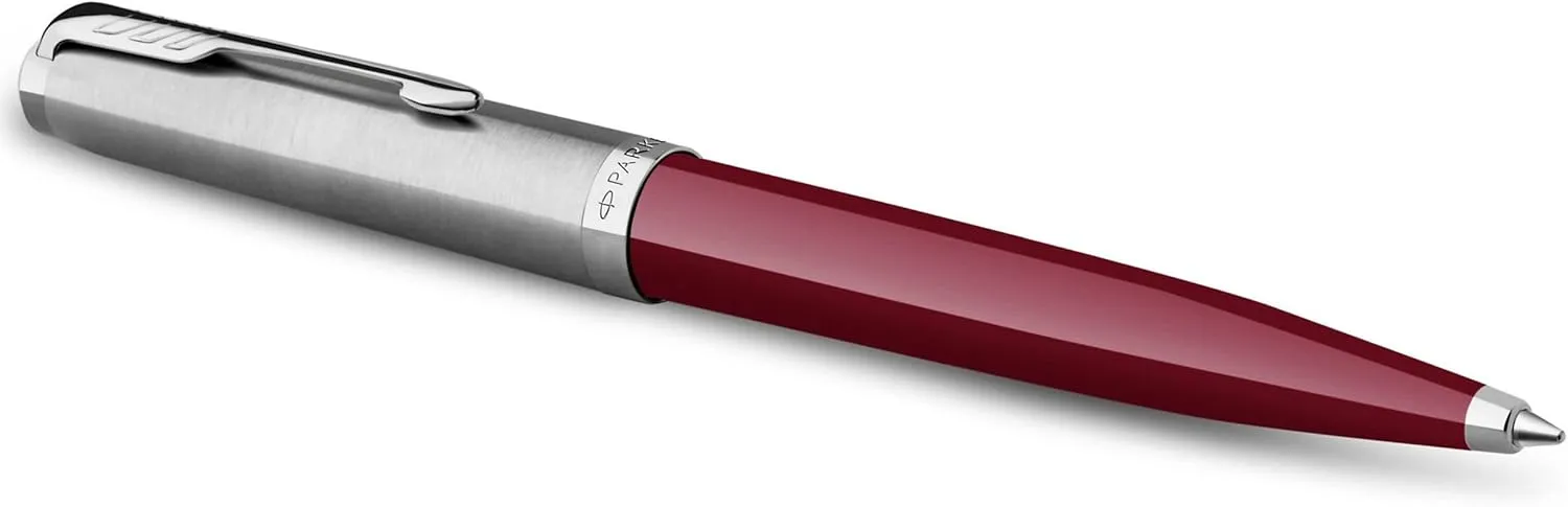 Parker 51 Ballpoint Pen Burgundy Barrel with Chrome Trim Medium Point with Black Ink Refill Gift Box