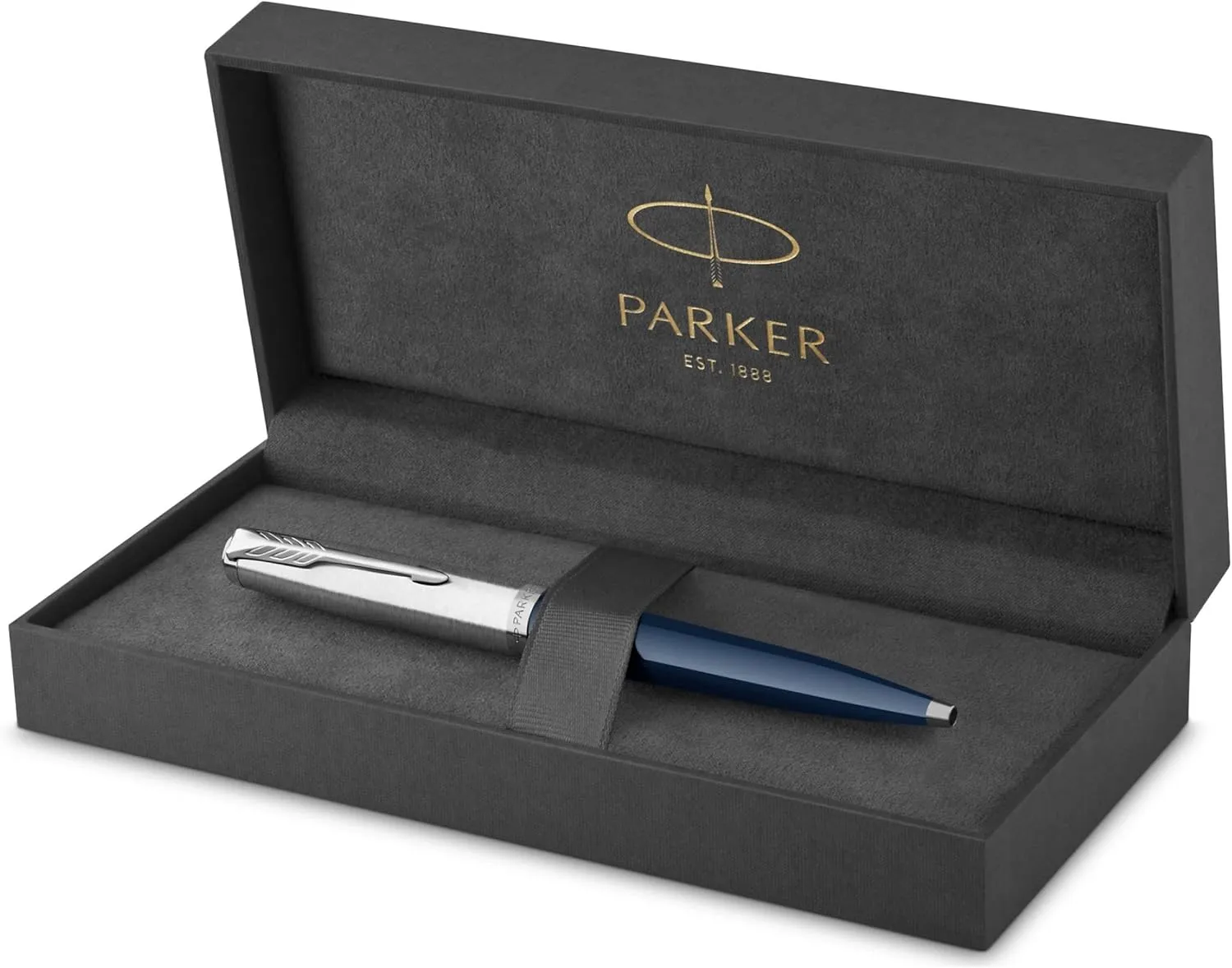 Parker 51 Ballpoint Pen Midnight Blue Barrel with Chrome Trim Medium Point with Black Ink Refill Gift Box