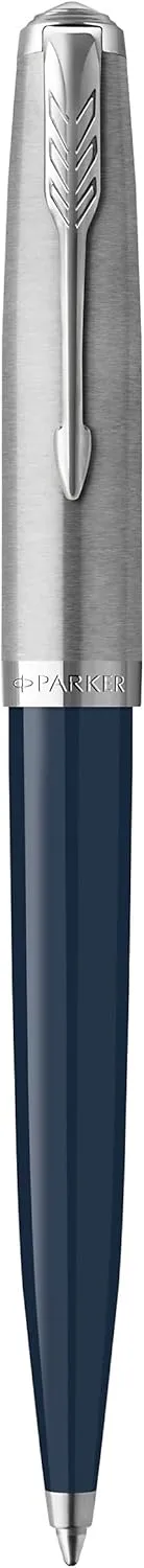 Parker 51 Ballpoint Pen Midnight Blue Barrel with Chrome Trim Medium Point with Black Ink Refill Gift Box