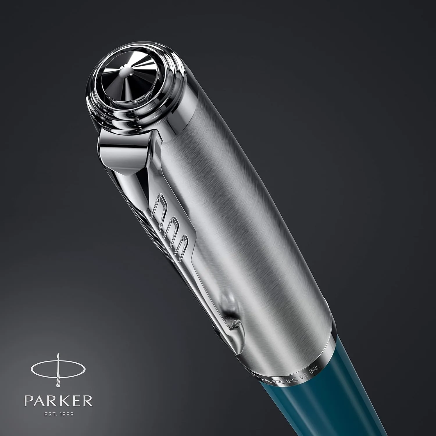 Parker 51 Ballpoint Pen | Teal Blue Barrel with Chrome Trim | Medium Point with Black Ink Refill | Gift Box