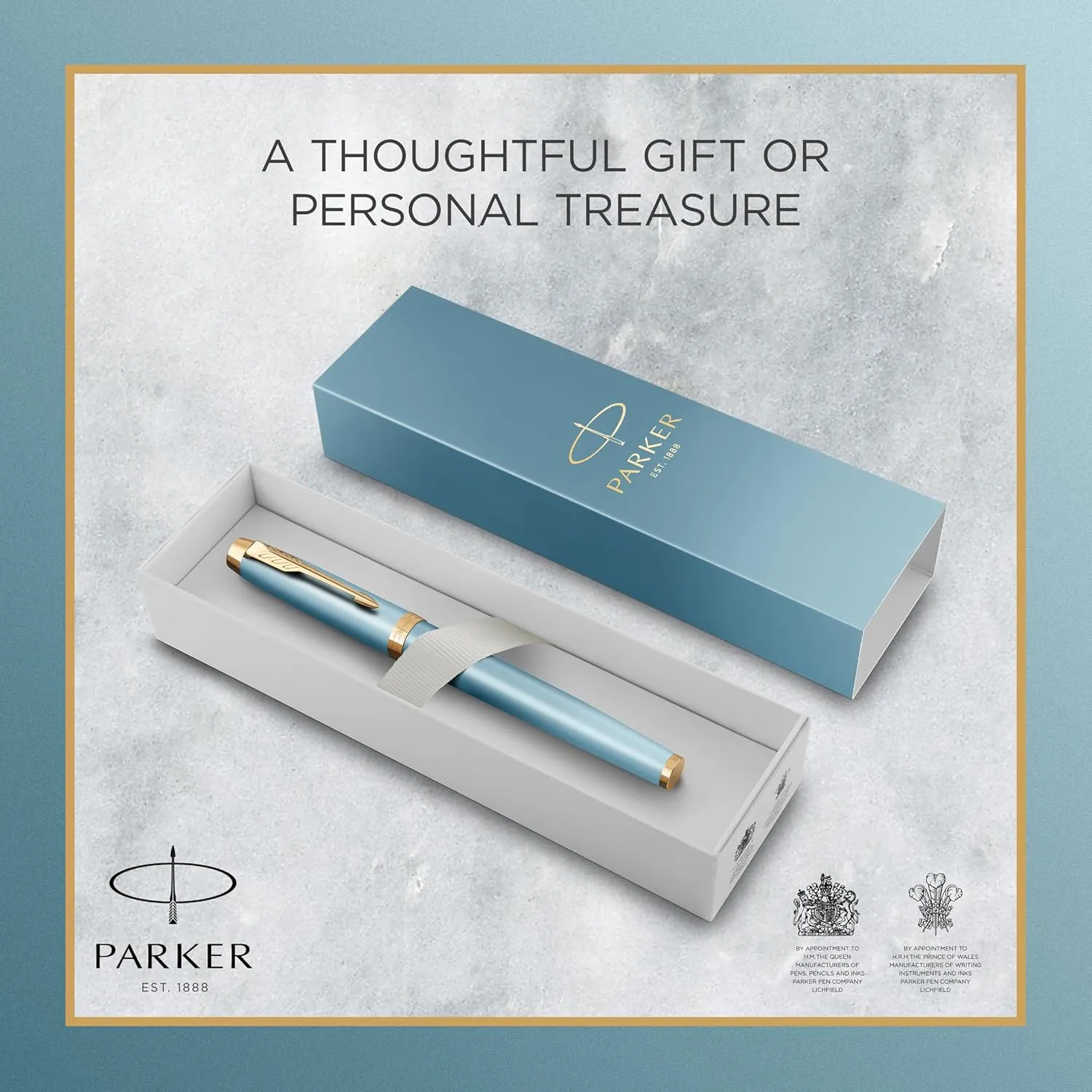 Parker IM Writing Rituals Rollerball Pen Turquoise Green Finish with Gradient Gold Trims Fine Point Black Ink Gift Box