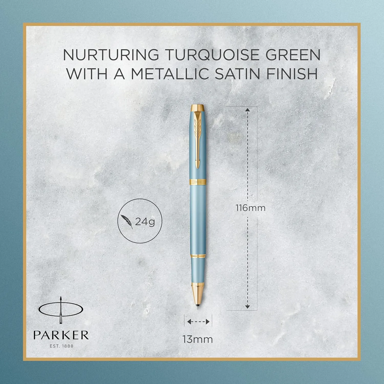 Parker IM Writing Rituals Rollerball Pen Turquoise Green Finish with Gradient Gold Trims Fine Point Black Ink Gift Box