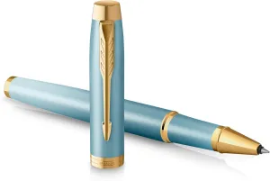 Parker IM Writing Rituals Rollerball Pen Turquoise Green Finish with Gradient Gold Trims Fine Point Black Ink Gift Box