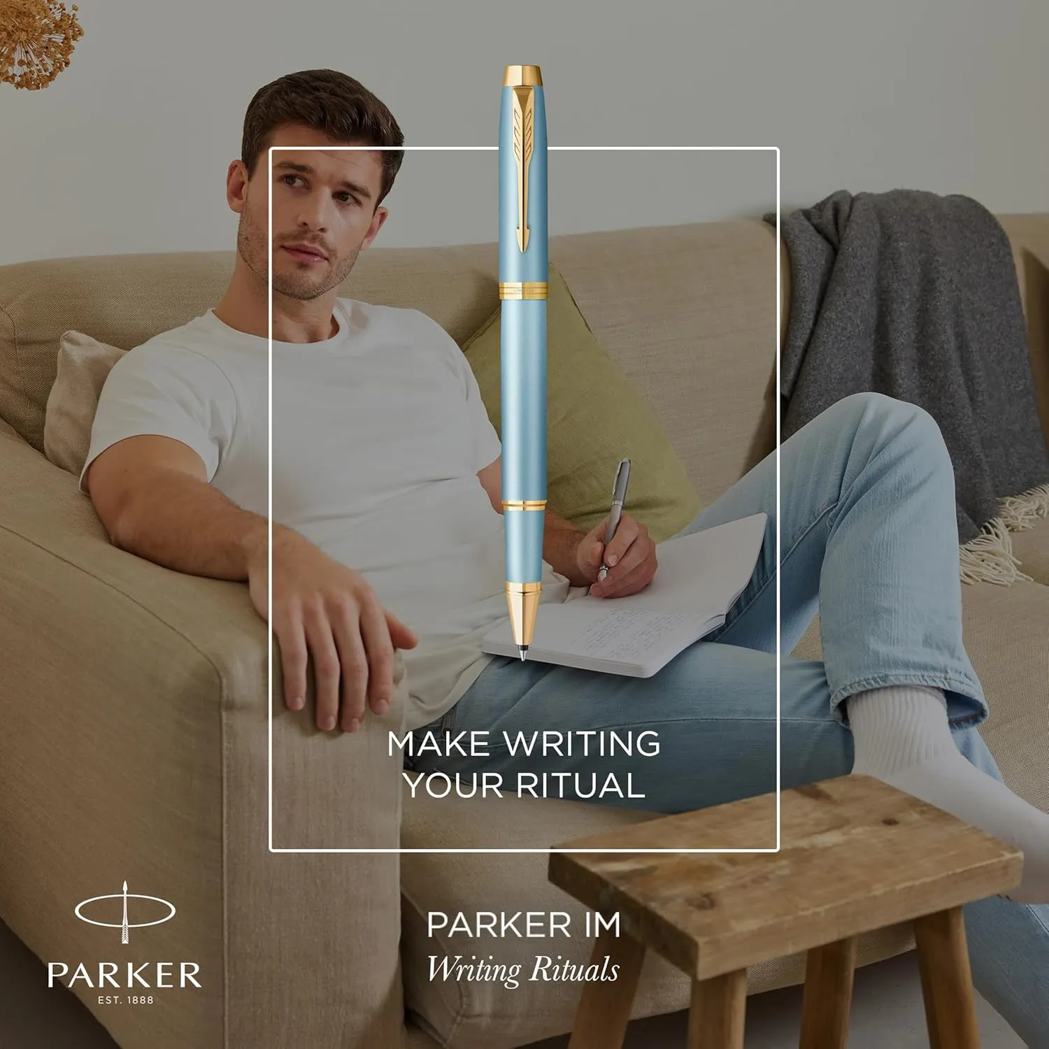 Parker IM Writing Rituals Rollerball Pen Turquoise Green Finish with Gradient Gold Trims Fine Point Black Ink Gift Box
