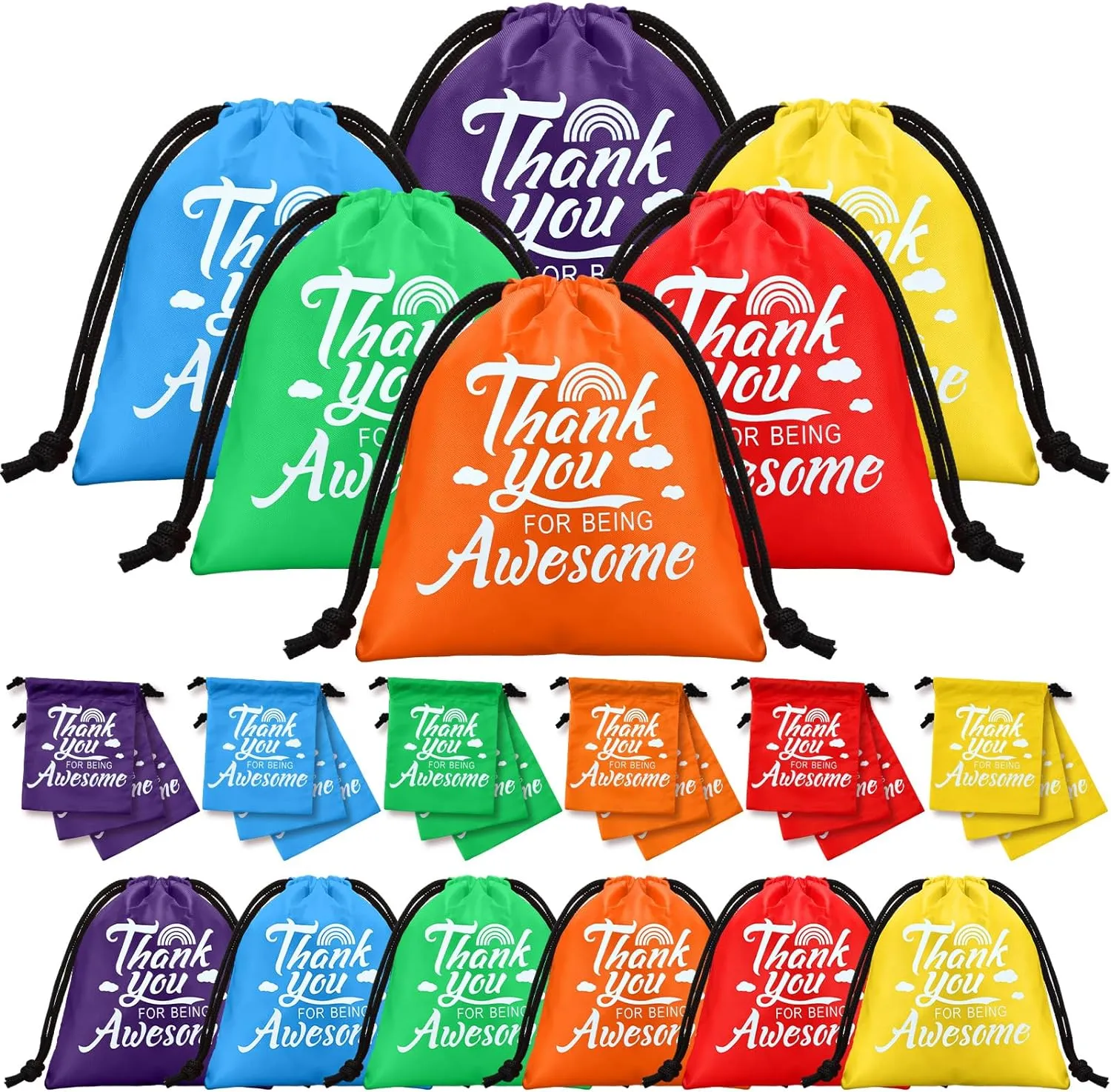 Paterr 24 Pcs Thank You Employee Appreciation Gift Bags Thank You Goodie Bags for Being Awesome Drawstring Team Coworker Colleague Teacher Office