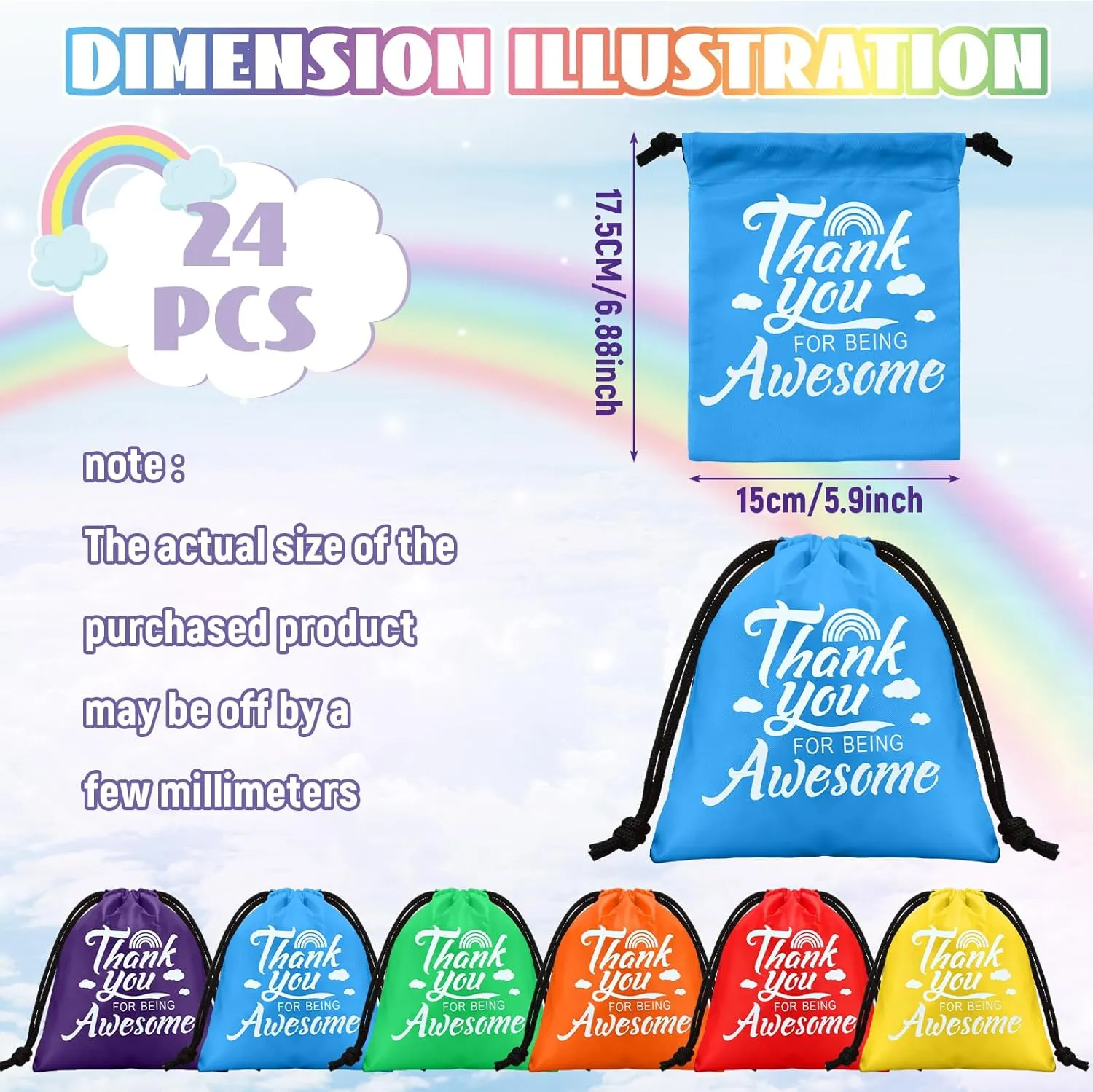 Paterr 24 Pcs Thank You Employee Appreciation Gift Bags Thank You Goodie Bags for Being Awesome Drawstring Team Coworker Colleague Teacher Office