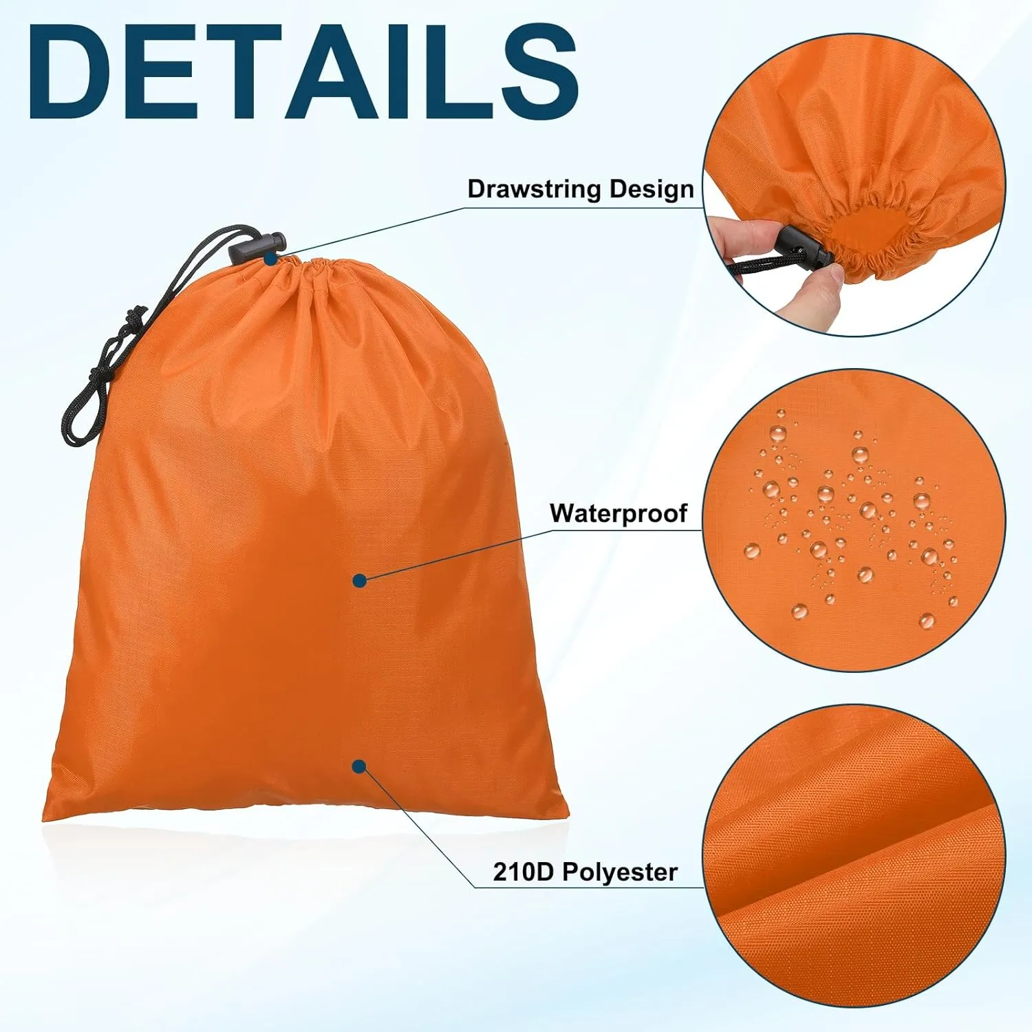 PATIKIL Travel Storage Bags with Toggle 14 x 16 Inch, 6 Pack Waterproof 210D Polyester Drawstring Bag Stuff Sack Cinch Bag for Gym Traveling Hiking Yoga Shoes Organizer, Orange